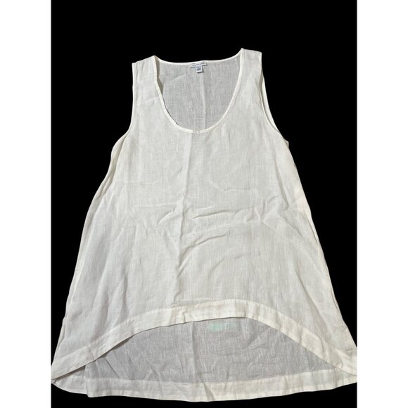 Saks Fifth Avenue Tops - Saks Fifth Avenue White Linen High-Low Tank Top Womens XL